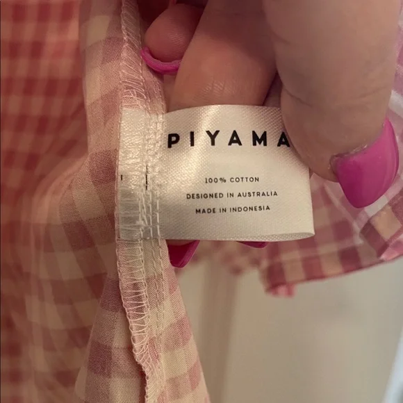 NWT! Piyama Pink Gingham Top/Blouse, Size Small - Picture 5 of 9